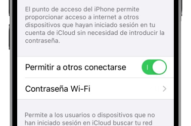 ajustes iphone punto de acceso wifi