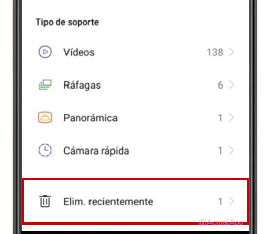 oppo fotografias eliminar recientemente