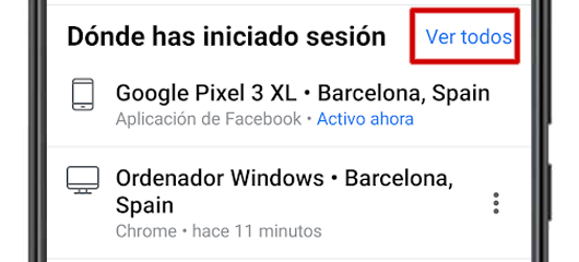 facebook donde has iniciado sesion