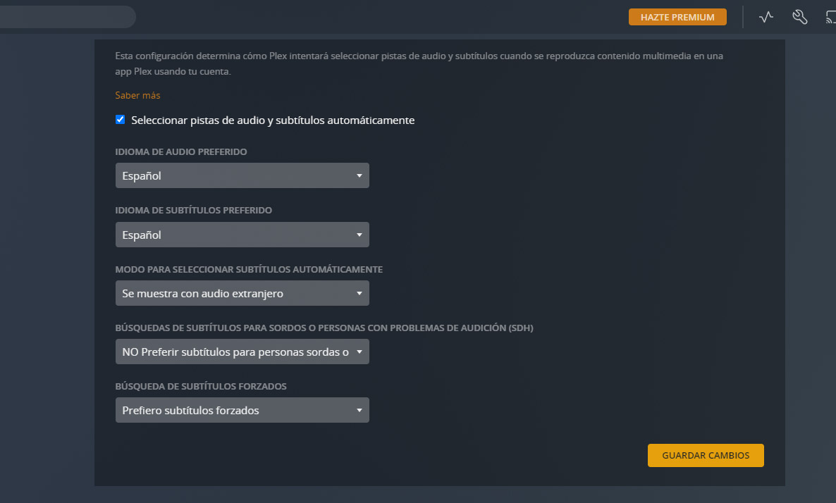 plex idiomas
