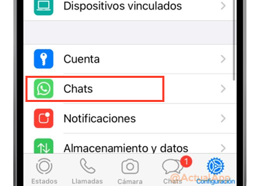 whatsapp chats ios configuracion