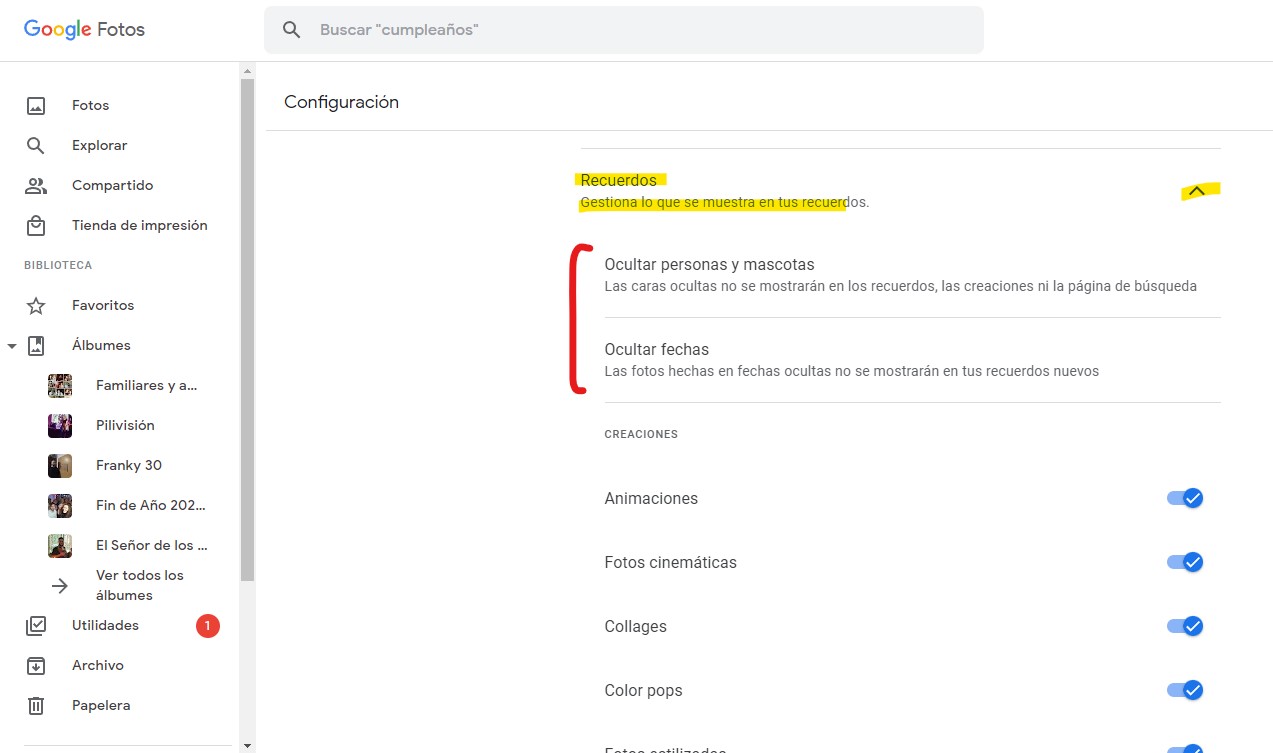 google fotos recuerdos