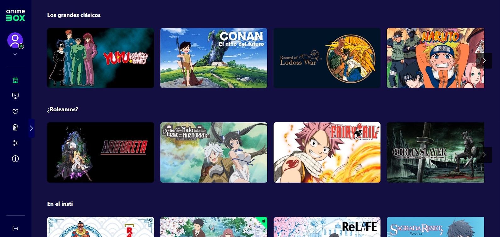 interfaz de animebox