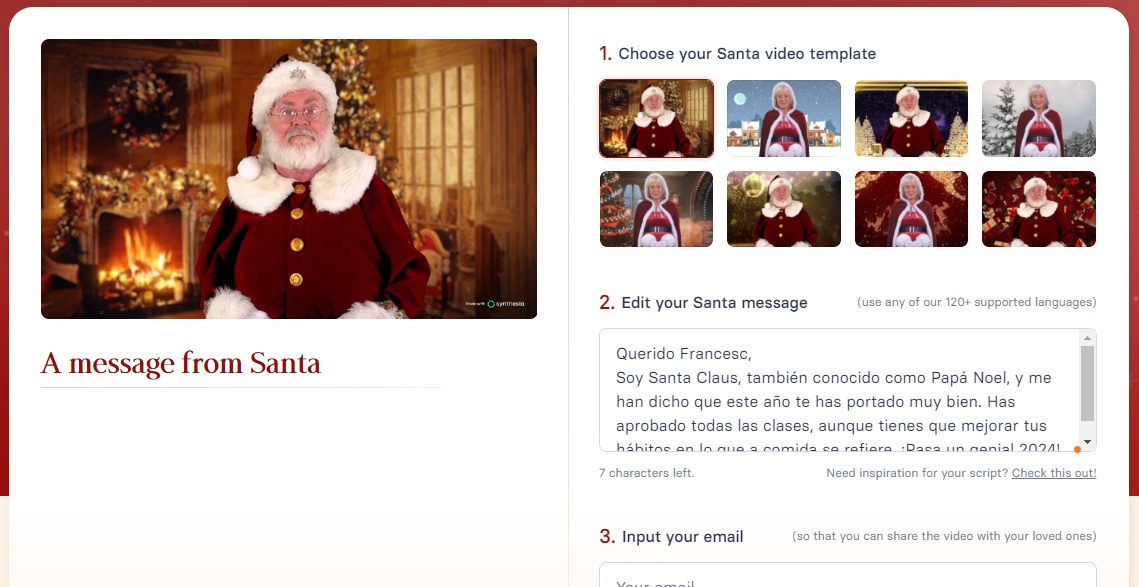 synthesia santa web generar video