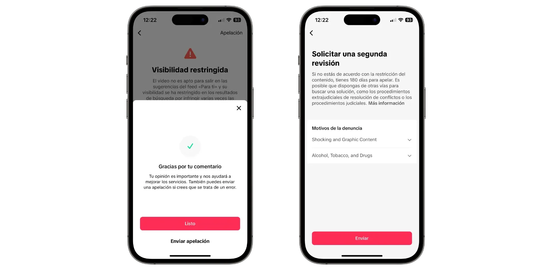 tiktok enviar apelación vídeo