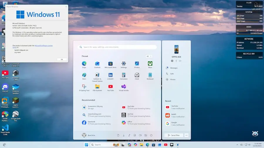 start menu